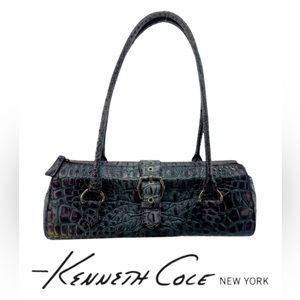 Kenneth Cole New York Metallic Purple/Silver Baguette Shoulder Bag